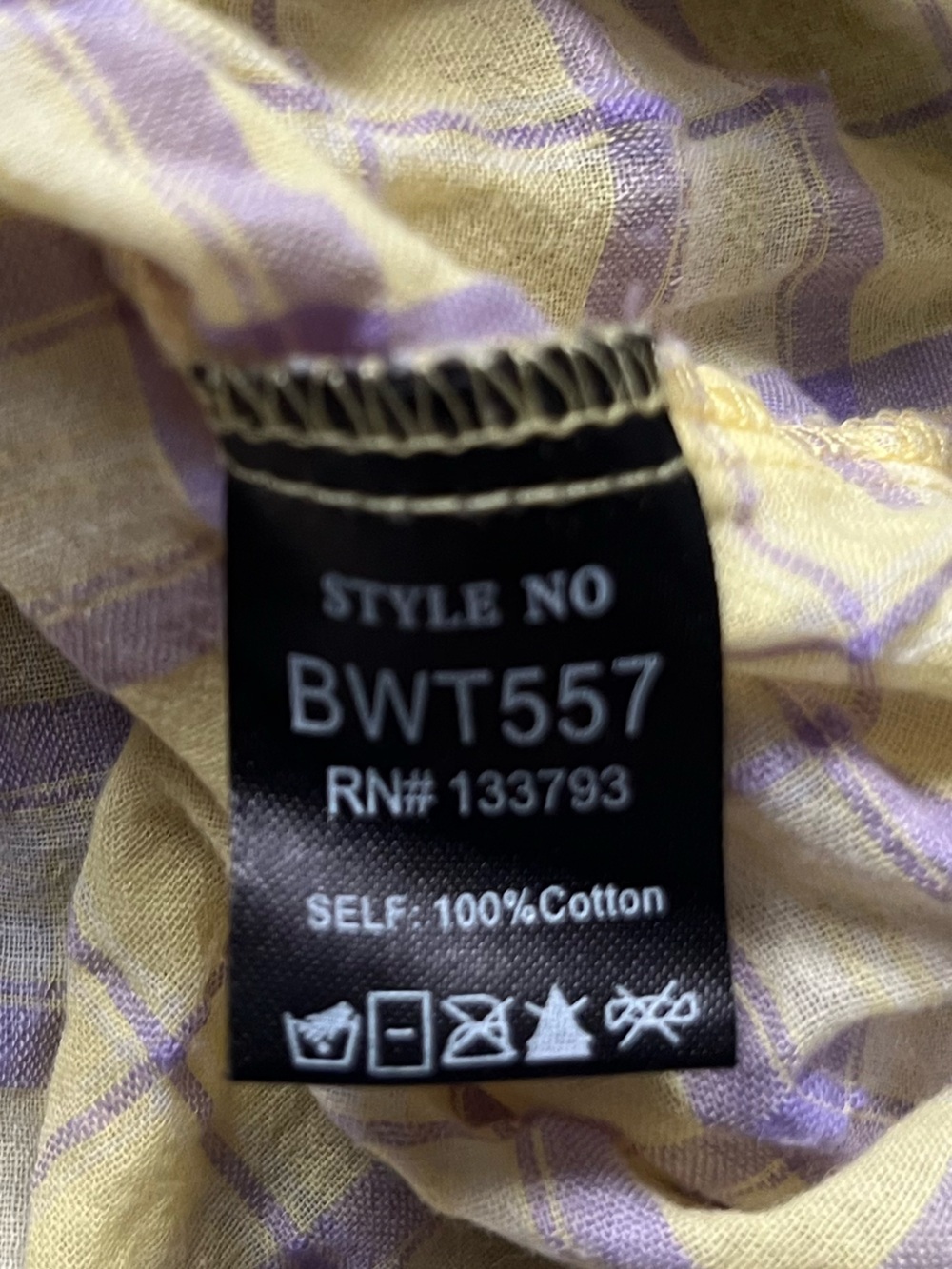 Pol Yellow Purple Lightweight 100% Cotton Oversized Crinkle Button Down Shirt S - Picture 5 of 8